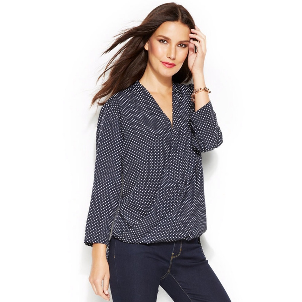 🖤MICHAEL Michael Kors Wrap Style Polka Dot Blouse